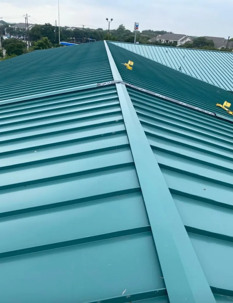 Green commercial metal roof ridge and valley for Metal Roof Repair in Ruston